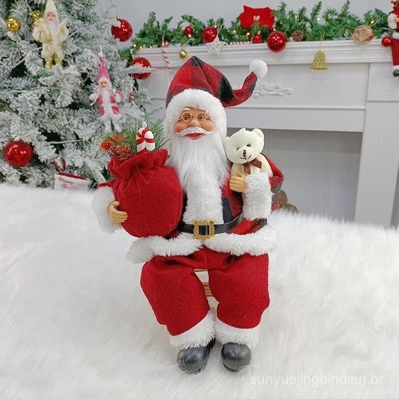 de Armazém em Estoque Novo Papai Noel Postura Sentada Decoração de Natal Cena Presente N3FI SOIK
