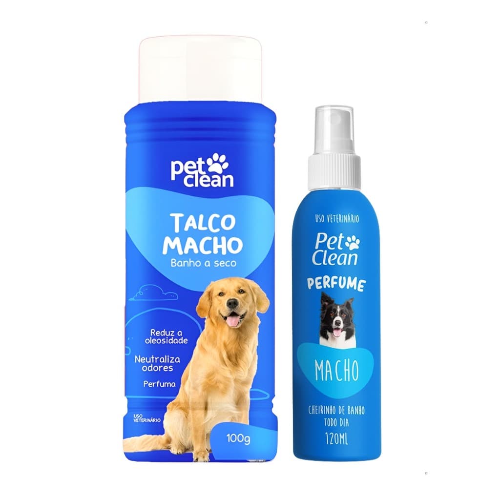 Kit Macho Cachorro Pet Clean - Talco e Perfume Pet Uso Diário