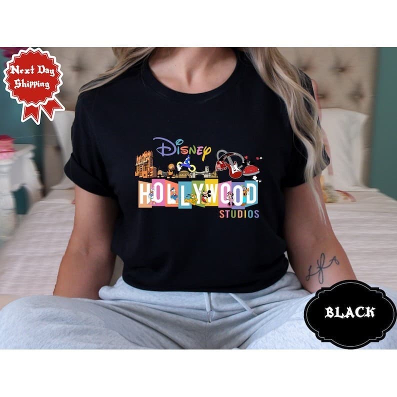 Camiseta Feminina Disney Hollywood Studios T-shirtCasual Blusa Unissex Streetwear 2025 Novo