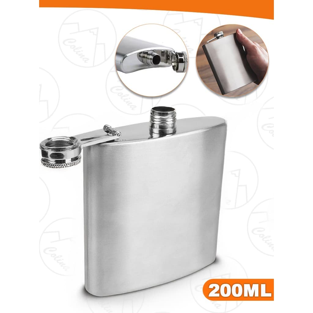 Cantil De Bolso Portátil Em Aço Inox 200ML Bebibas Água Whisky Vodka