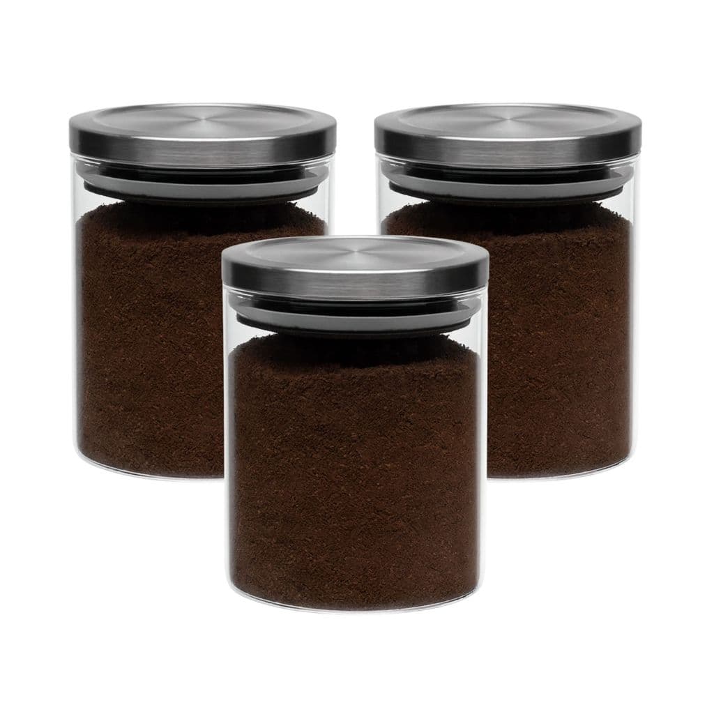 Kit 3 Pote de Vidro Hermético 750ML Redondo Tampa Cromada Porta Temperos