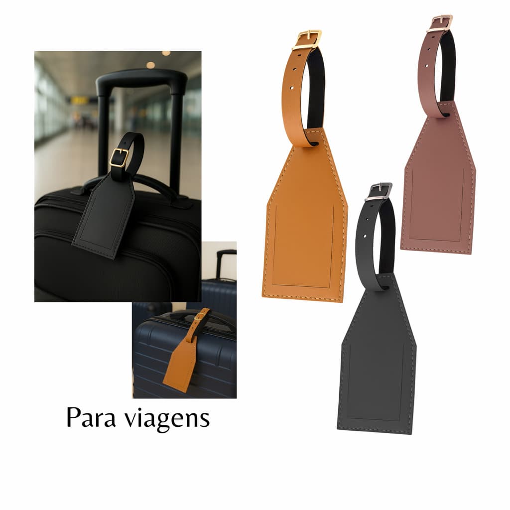 Etiqueta para Mala de Viagem Estilo Luxo Tag Couro Resistente