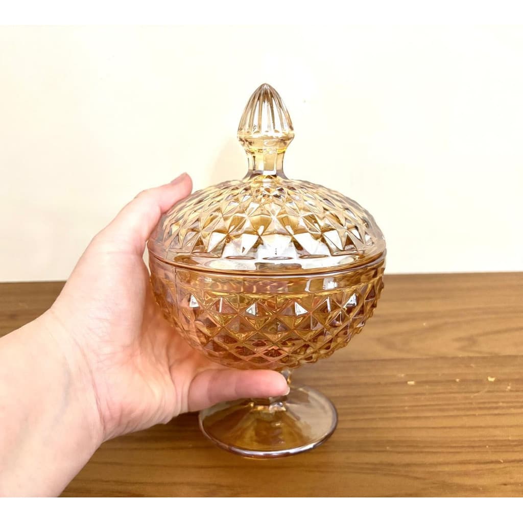 Bomboniere Potiche De Vidro Âmbar Baleiro C/ Pé Decoração