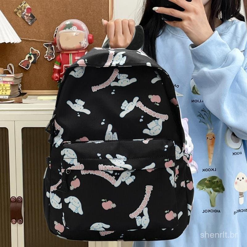 RoadGold Sanrio Bonito Kuromi Cinnamoroll Mochila De Grande Capacidade Meninos Meninas Desenhos Animados Kawaii Nylon RG