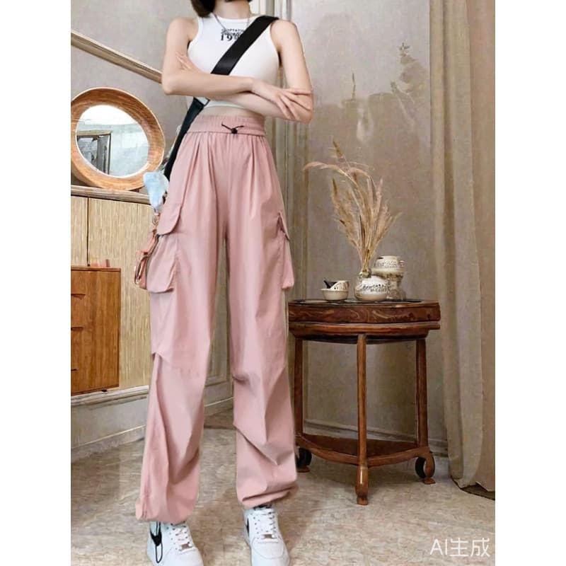 Calças femininas calças casuais primavera outono verão novo estilo estilo americano macacão de secagem rápida solto em l