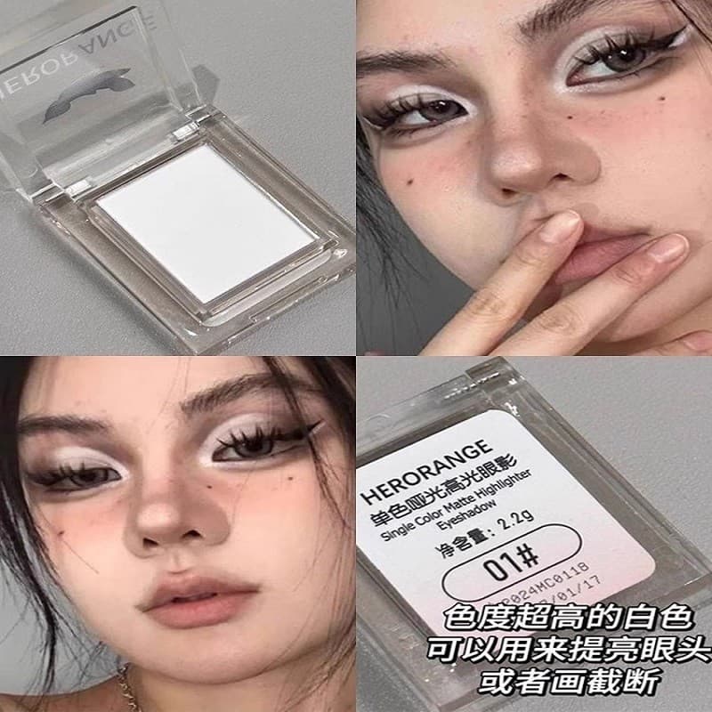 HERORANGE Puro Branco Sombra Deitado Silkworm Olho Cabeça Iluminando Facial Monocromático Fosco Alto Brilho Pó Portátil