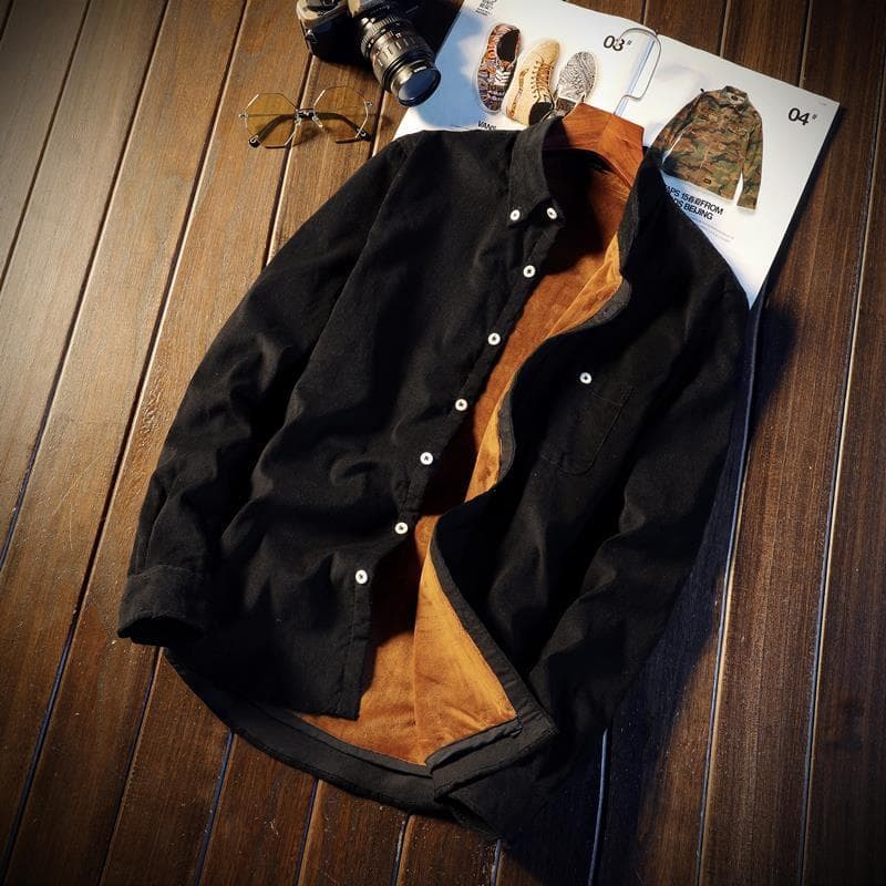 Camisa térmica de veludo masculina de manga comprida 2023 novo estilo primavera inverno versão coreana Casual meia-idade