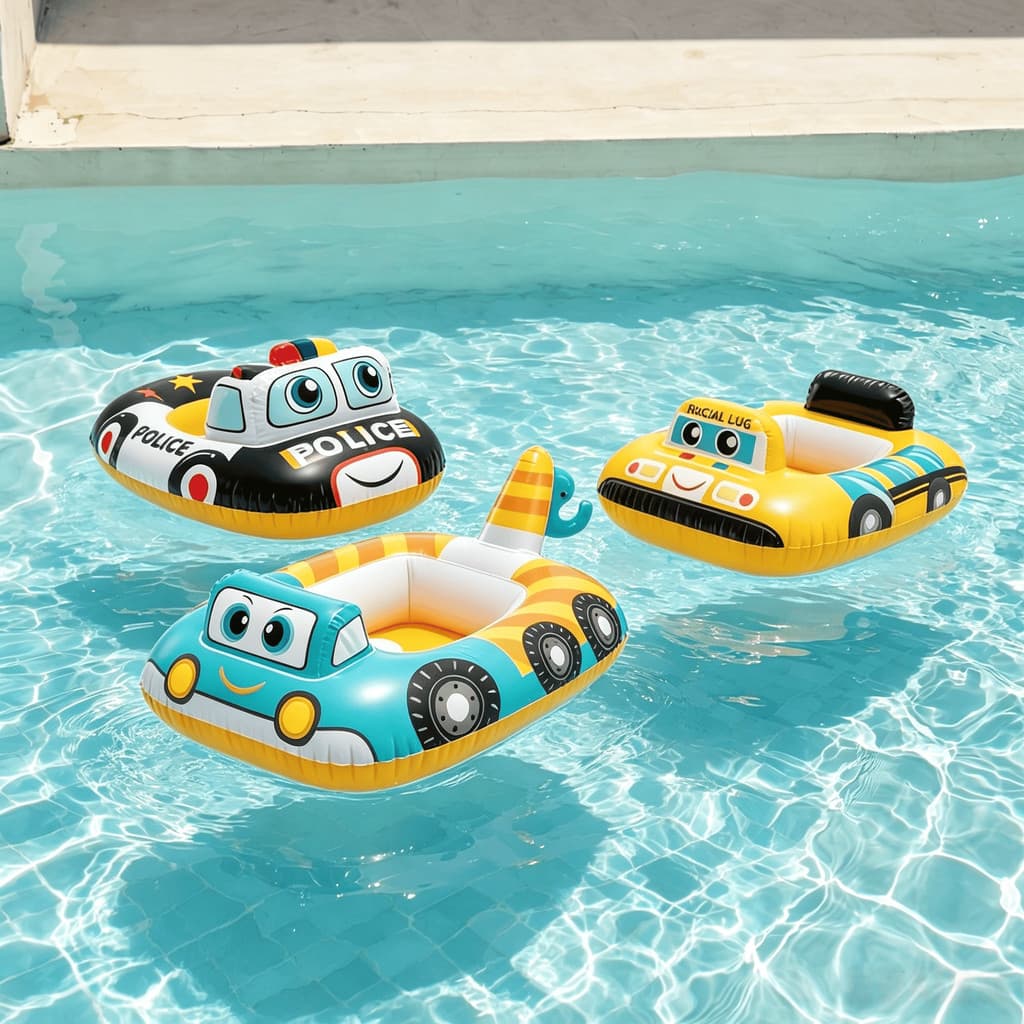 Crianças anel de natação do bebê sentado anel do bebê bonito dos desenhos animados modelagem do carro brinquedos água à