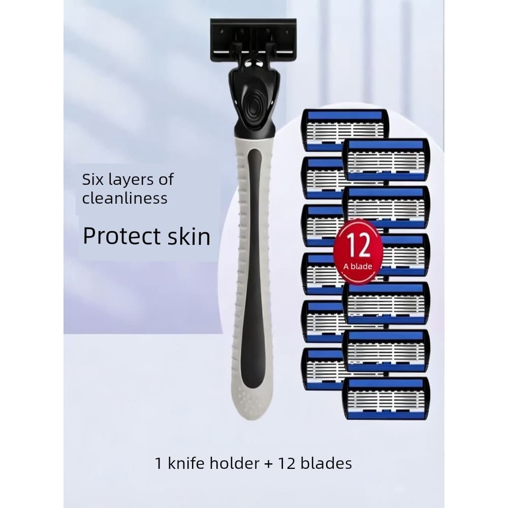 barbeador eletrico masculino Lâmina de seis camadas para barba masculina, barbeador manual para aparar o rosto, lâmina d
