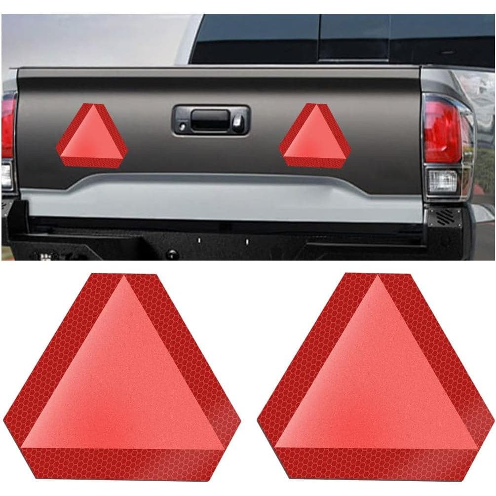 Sinal de Veículo em Movimento Lento, 2 Peças Adesivo Triangular Refletivo de Grau Diamante 8" x 7" para Carro, Acessório