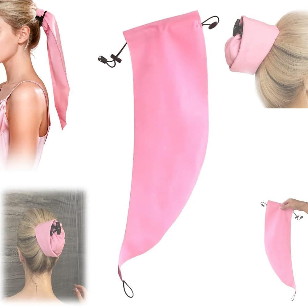 Capa Impermeável para Cabelos Longos, Touca de Banho para Coque e Rabo de Cavalo, Touca de Banho Rosa para Rabo de Caval