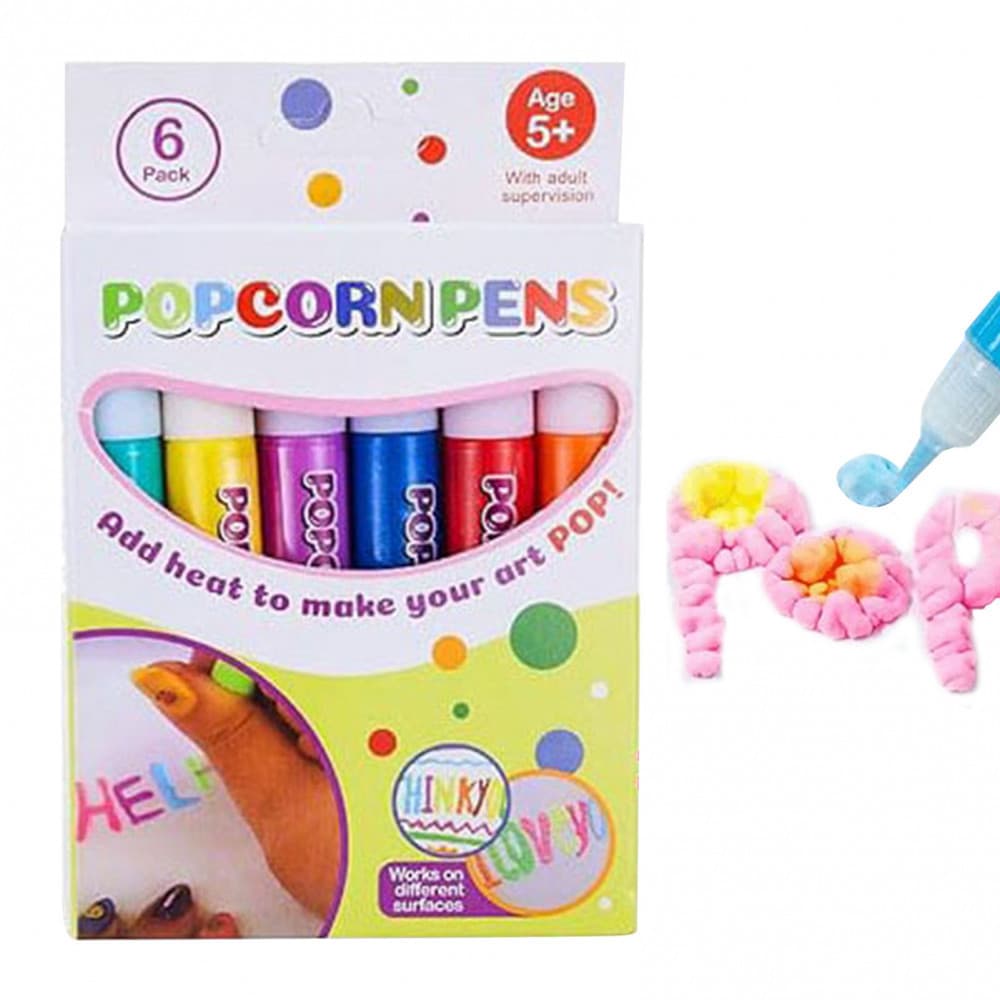 Canetas De Desenho Infantil , Caneta De Pintura De Pipoca De Bolha Mágica De 6 Cores De Arte 3D De Expansão De Aquecimen