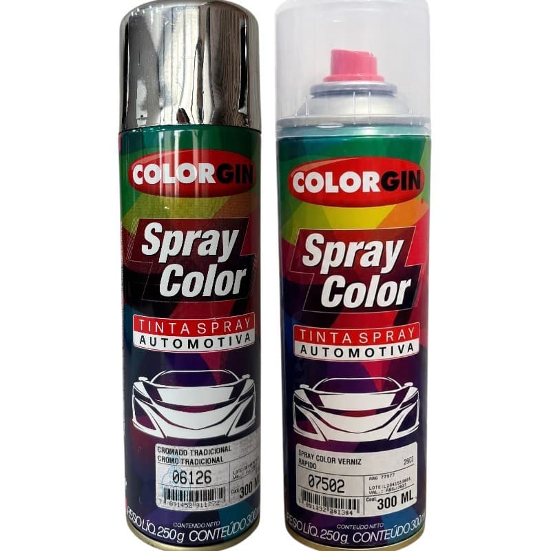 KIT TINTA AUTOMOTIVA COLORGIN CROMADO TRADICIONAL+ VERNIZ RAPIDO
