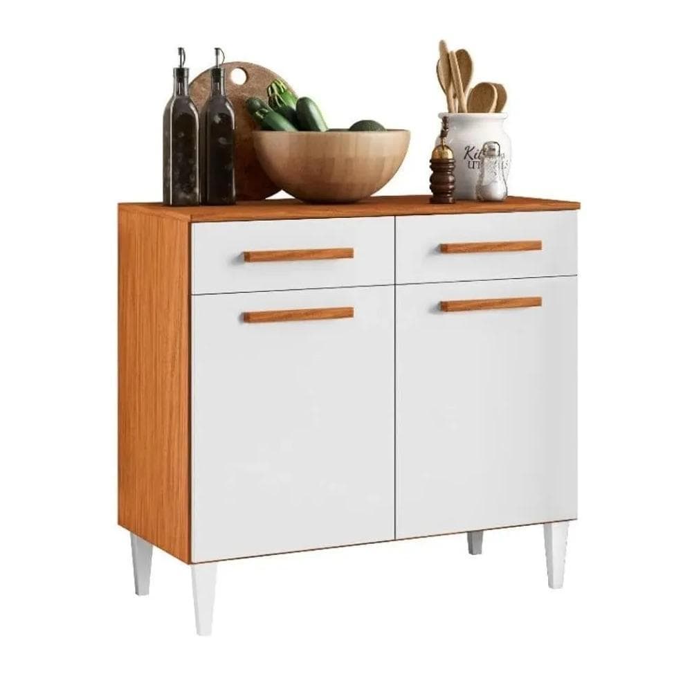 Balcão Juma 2 Portas 2 Gavetas Cinamomo / Branco Aramóveis