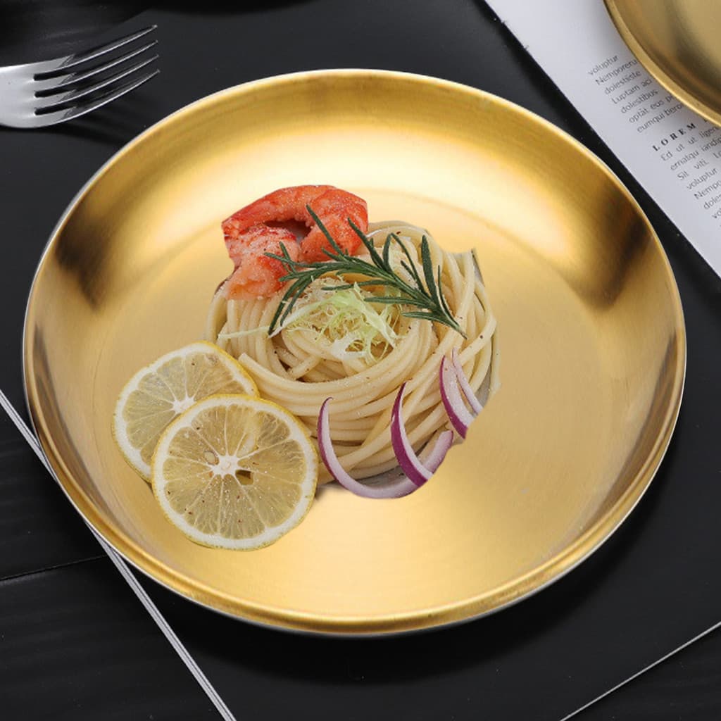 [Temponetics] 1 Peça De Placas De Prata De Aço Inoxidável , Pratos De Carne Grelhada Estilo Coreano De 20/23/26 Cm , Ban