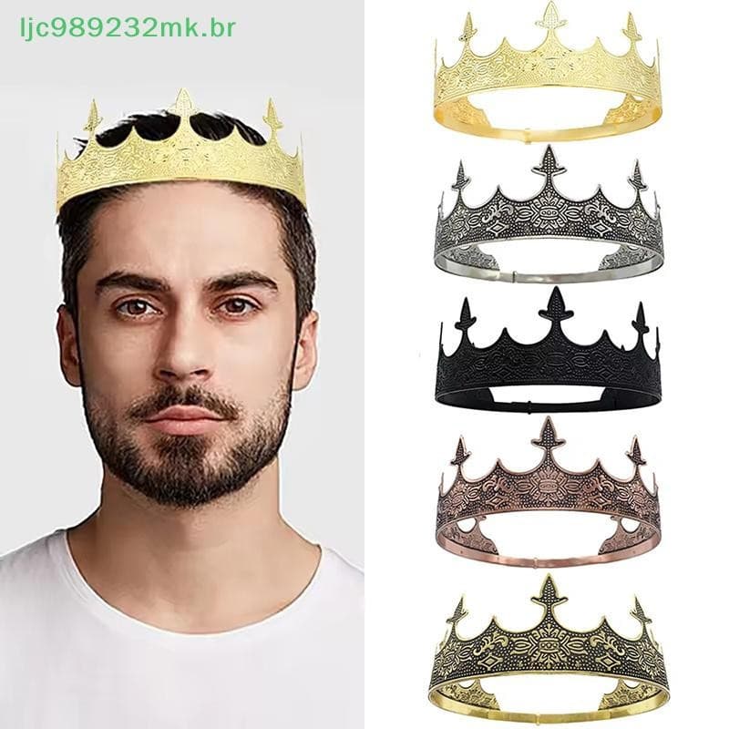 [MYBR] Simples Bar Mitzvah King Crown Hair Hoop Western Prince Crowns Acessórios Para Cabelo Tiaras Redondas Enfeites De
