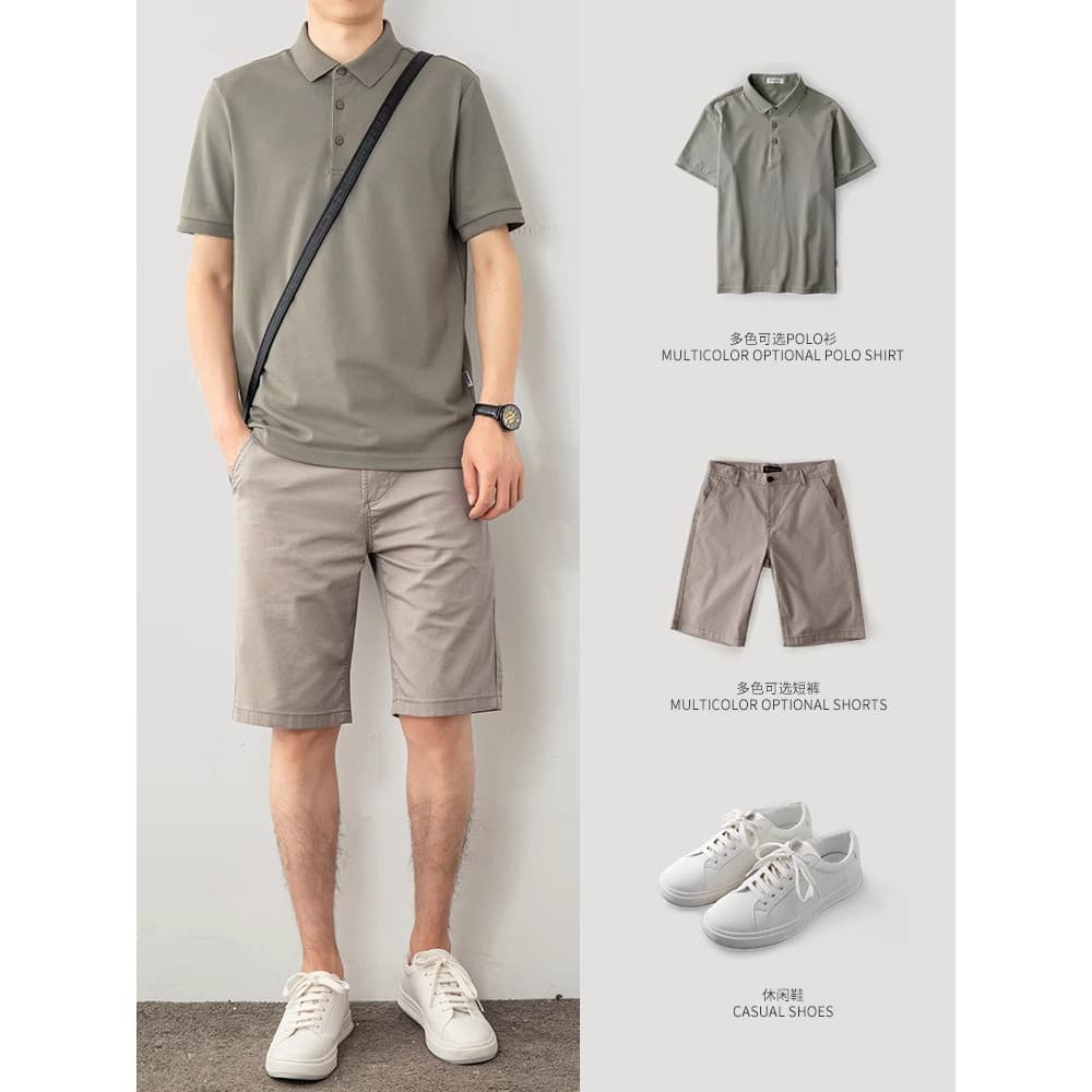 Camisa POLO de cor sólida masculina de manga curta verão fino solto de manga curta camiseta esportiva masculina Casual t
