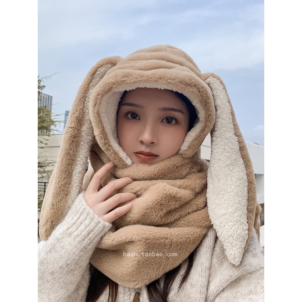 W inverno chapéu cachecol luvas de uma peça de pelúcia conjunto de três peças estudante babador estilo japonês quente en