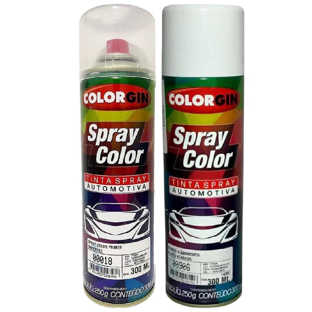 KIT TINTA AUTOMOTIVA COLORGIN BRANCO ACABAMENTO+PRIMER UNIVERSAL