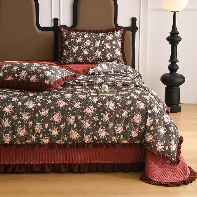 Luz de luxo estilo Retro capa de cama conjunto de quatro peças algodão Floral colcha capa 2026 novo estilo High-End sent