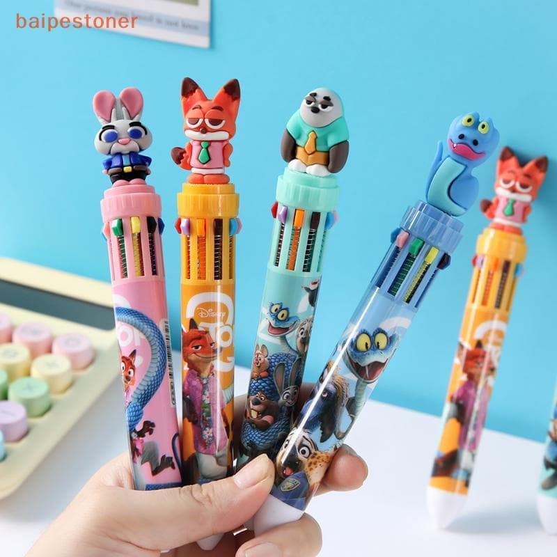 [baipestoner] 6/12 Unidades Zootopia Caneta Esferográfica De 10 Cores Conta Manual Do Aluno Canetas Multifuncionais Colo