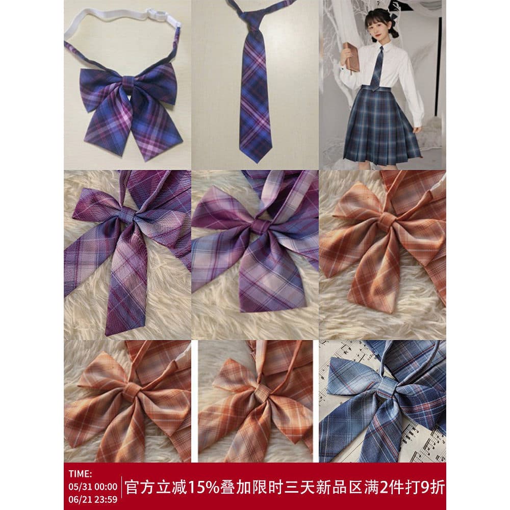 Lingjiu estilo japonês JK conjunto de gravata estudante pequena gravata feminina estilo Preppy camisa gravata borboleta