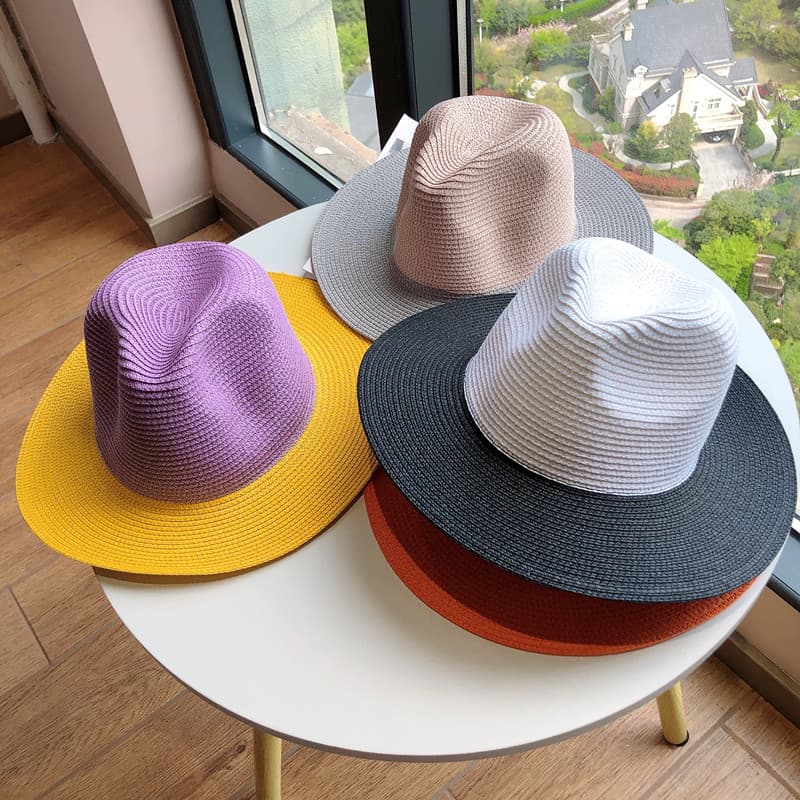 Primavera verão novo estilo costura duas cores chapéu superior panamá chapéu de palha guarda-sol protetor solar chapéu d