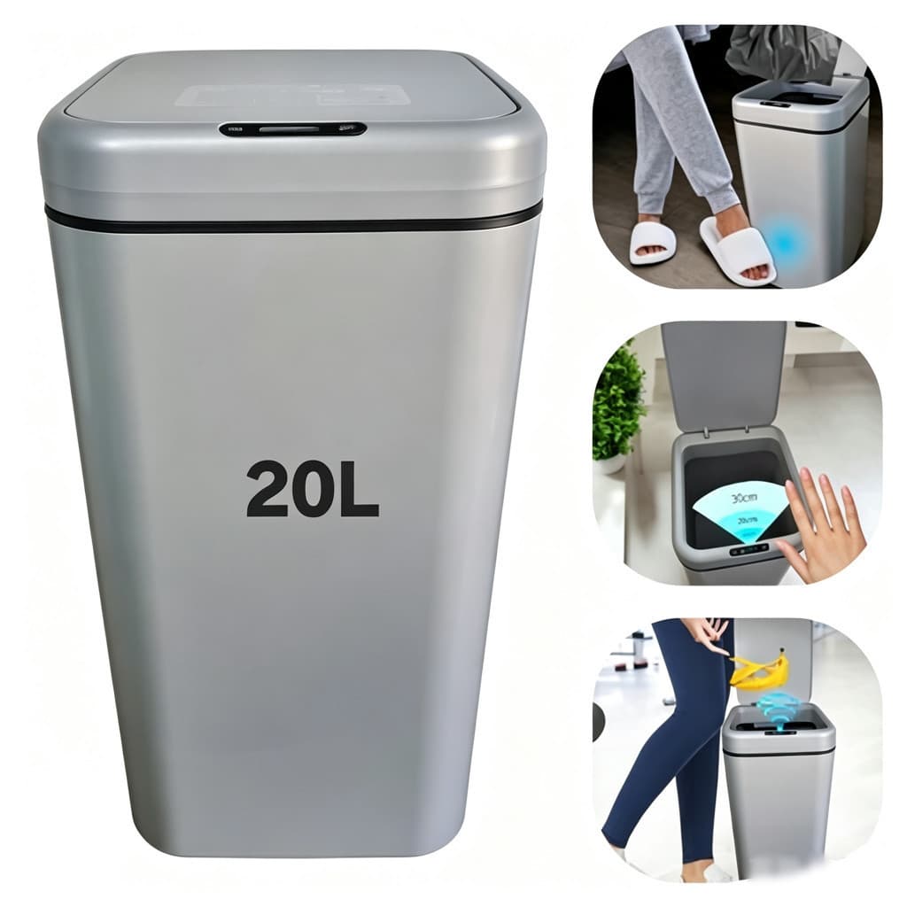 Lixeira Sensor Automática Inteligente de Banheiro Cozinha Escritório Capacidade 20 Litros