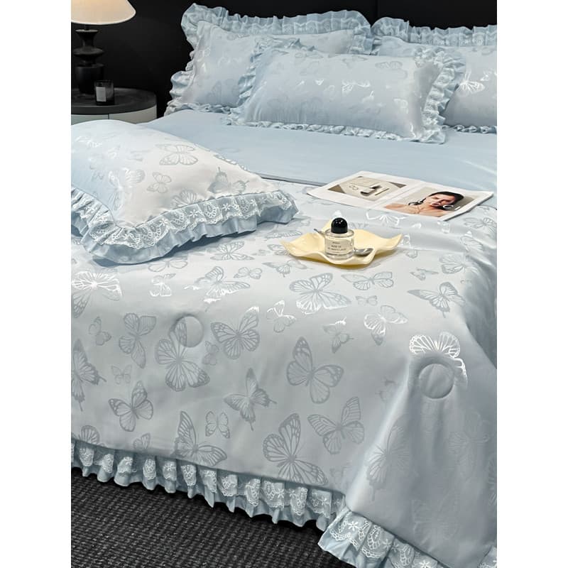 2026 Novo estilo de seda lavada grande renda Jacquard verão colcha fresca colcha de ar condicionado conjunto de quatro p