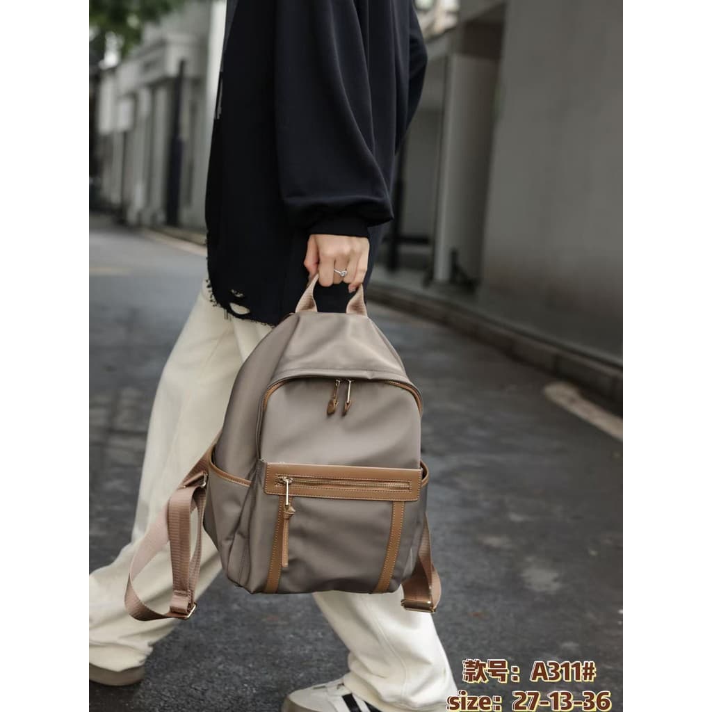 VOMAS Street Wear Primeira Camada de Couro com Pano Oxford Mochila Impermeável Lazer Leve Bolsa de Viagem Mochila Commut