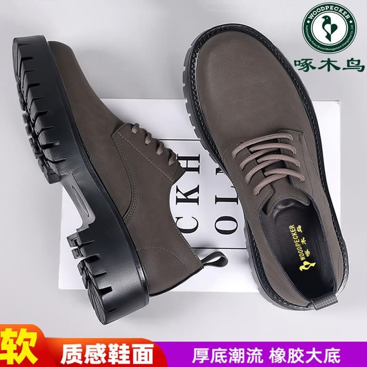 Woodpecker sapatos masculinos de couro genuíno sola macia negócios Formal Wear sapatos de couro casuais masculino versão