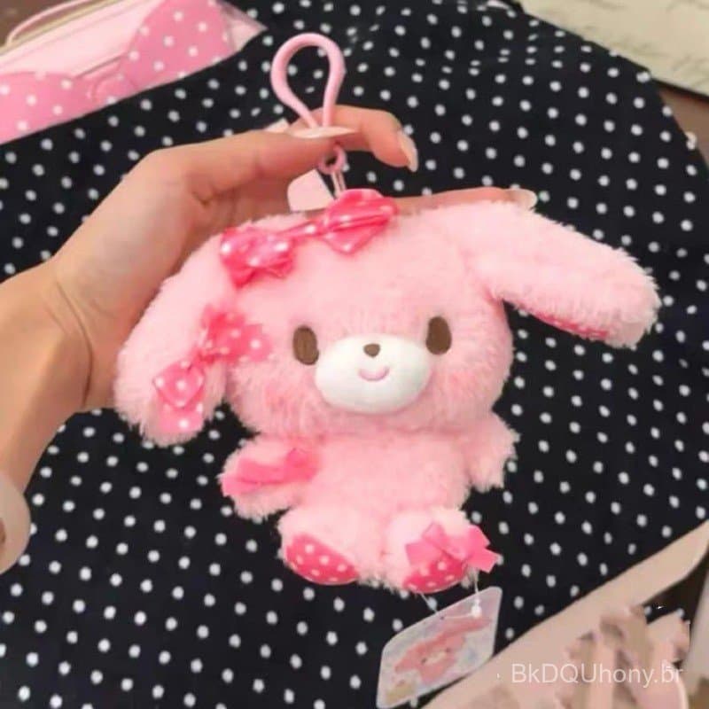 Kawaii Bombomibbon Coelho Plushine Brinquedo Sanrio Rosa Arco Fita Pelúcia Chaveiro Saco Pingente Crianças Presente