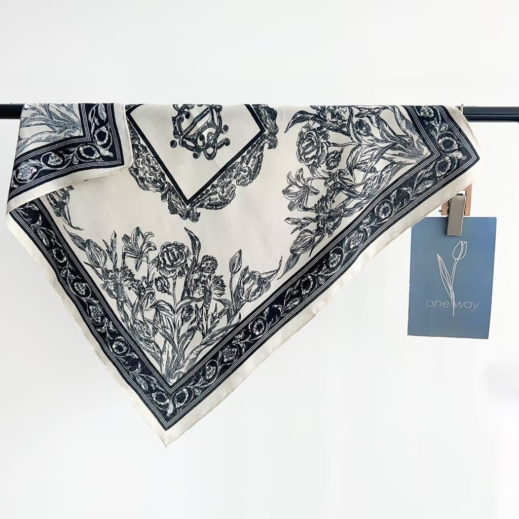 Nova luz Retro luxo flor espinha de peixe padrão pequeno lenço quadrado feminino All-Match estilo fino lenço moda decora