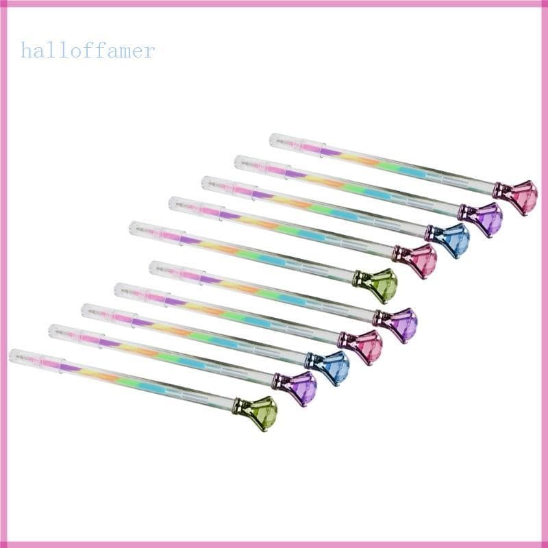 Halloffamer 10x Arco-Íris Gel Caneta Multicolorido Grandes Diamantes Neons Escola Escritório Para Esboçar