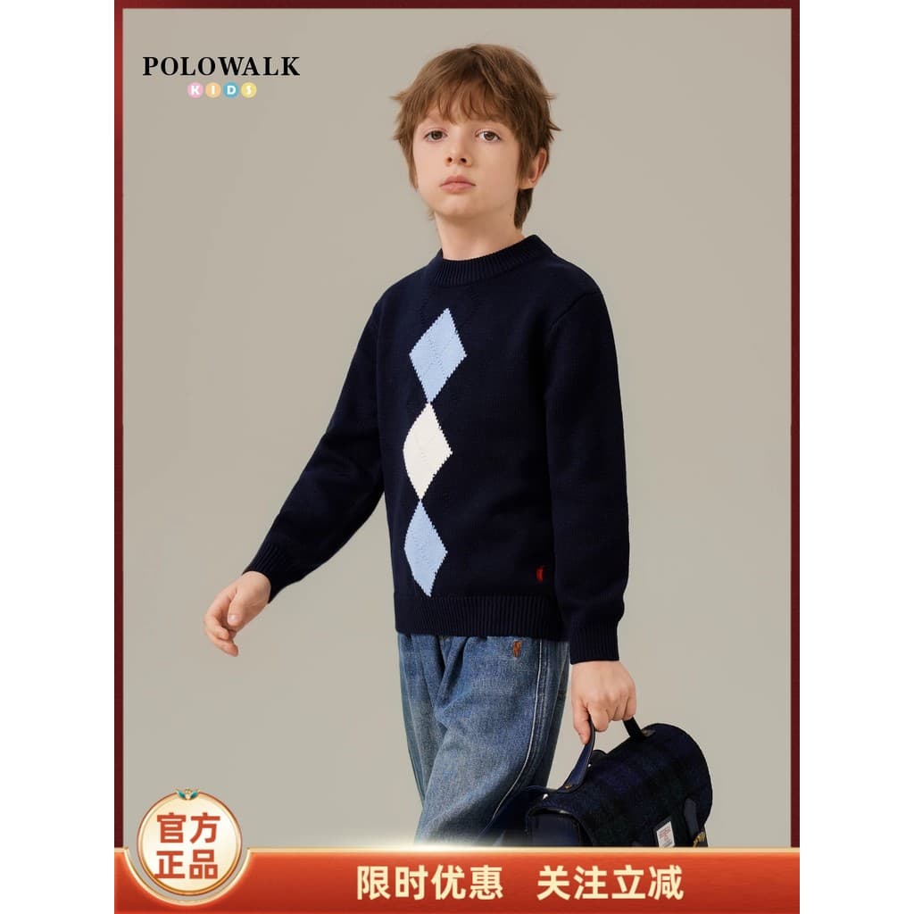 POLOWALK roupas infantis camisola masculina primavera outono novo estilo infantil meia gola alta camisola em torno do pe