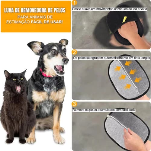 Luva Removedora de Pelos para Pets, Roupas e Sofás - Dupla Face