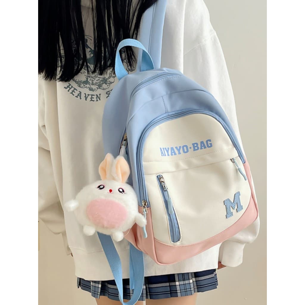 Moda contraste cor mochila All-Match leve estudantes da escola primária classe suplementar pequena mochila meninas passe