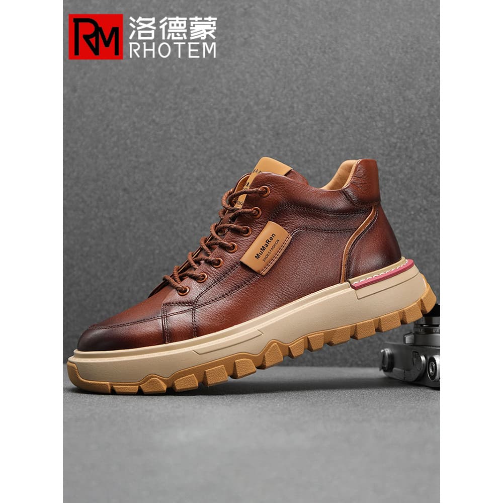 High-End marca de sola grossa Workwear sapatos de alta qualidade masculino na moda inverno velo quente sapatos de algodã