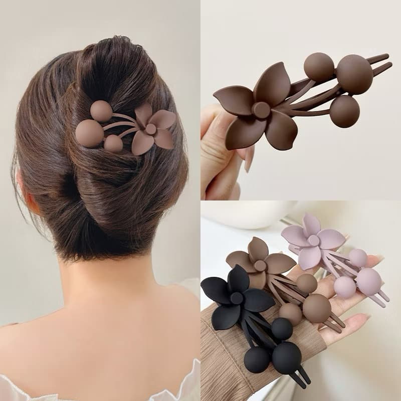 Prendedor de cabelo flor grampo estiloso presilha de cabelo colorida nude preta luxo