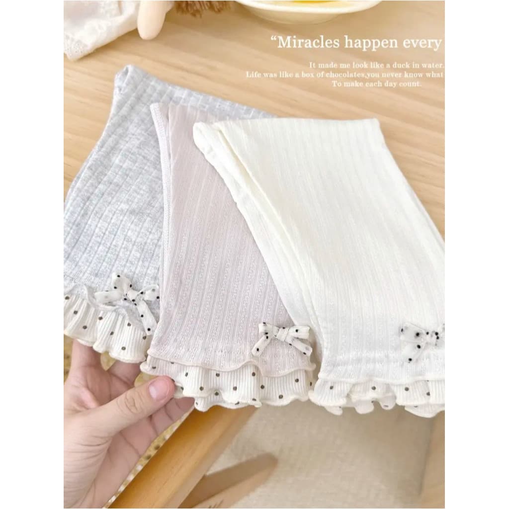Meninas verão estilo fino estilo coreano bolinhas rendas cortadas crianças Leggings respirável desossado Shorts do bebê