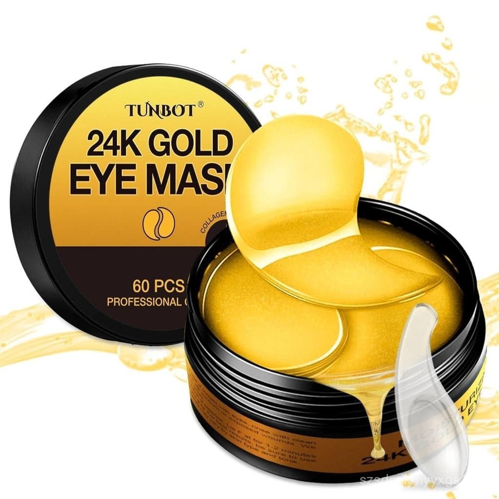 Máscara para Olhos Tunbot - 60 Peças - Máscara para Olhos de Ouro 24k - Antienvelhecimento - Contém Colágeno e Ácido Hia