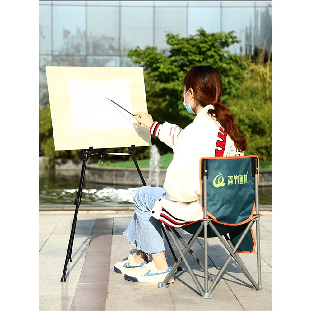 Qingzhu Art Student Cadeira dobrável Pintura Tamborete Encosto Arte Estudante Dedicado Banco dobrável Pintura Banqueta E