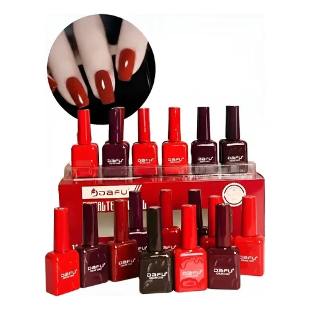Kit Coleção 12 Esmaltes Em Gel Dafu Uv/Led -Tons De Vermelho