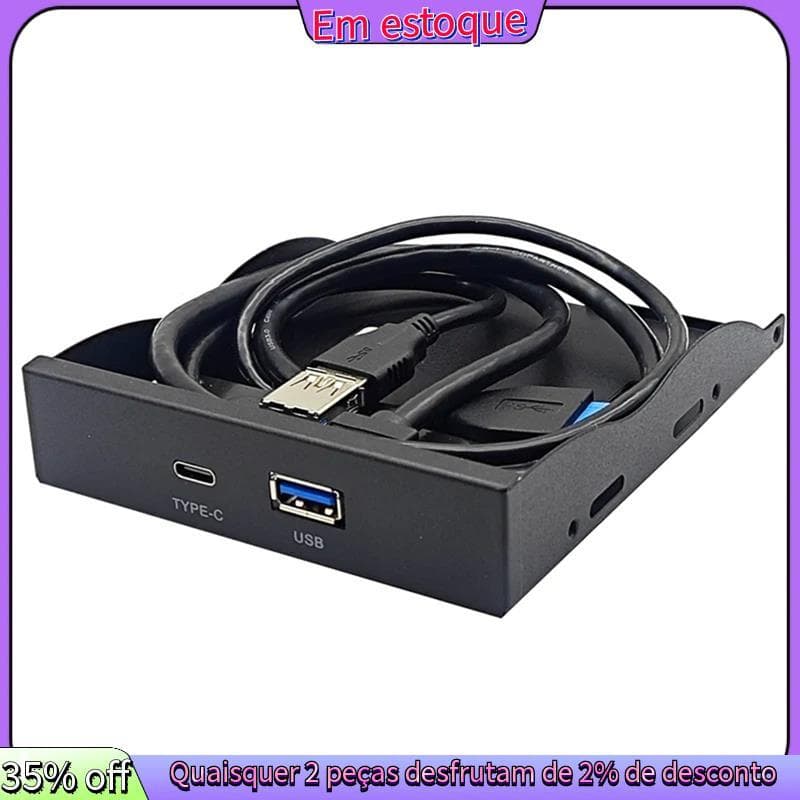 Painel Frontal USB 3.0 Para PC 1 Porta USB3.0 + USB3.1 Tipo-C HUB Adaptador VL162 Chip USB3.2 Gen1 5Gb Disquete De 3.5 P