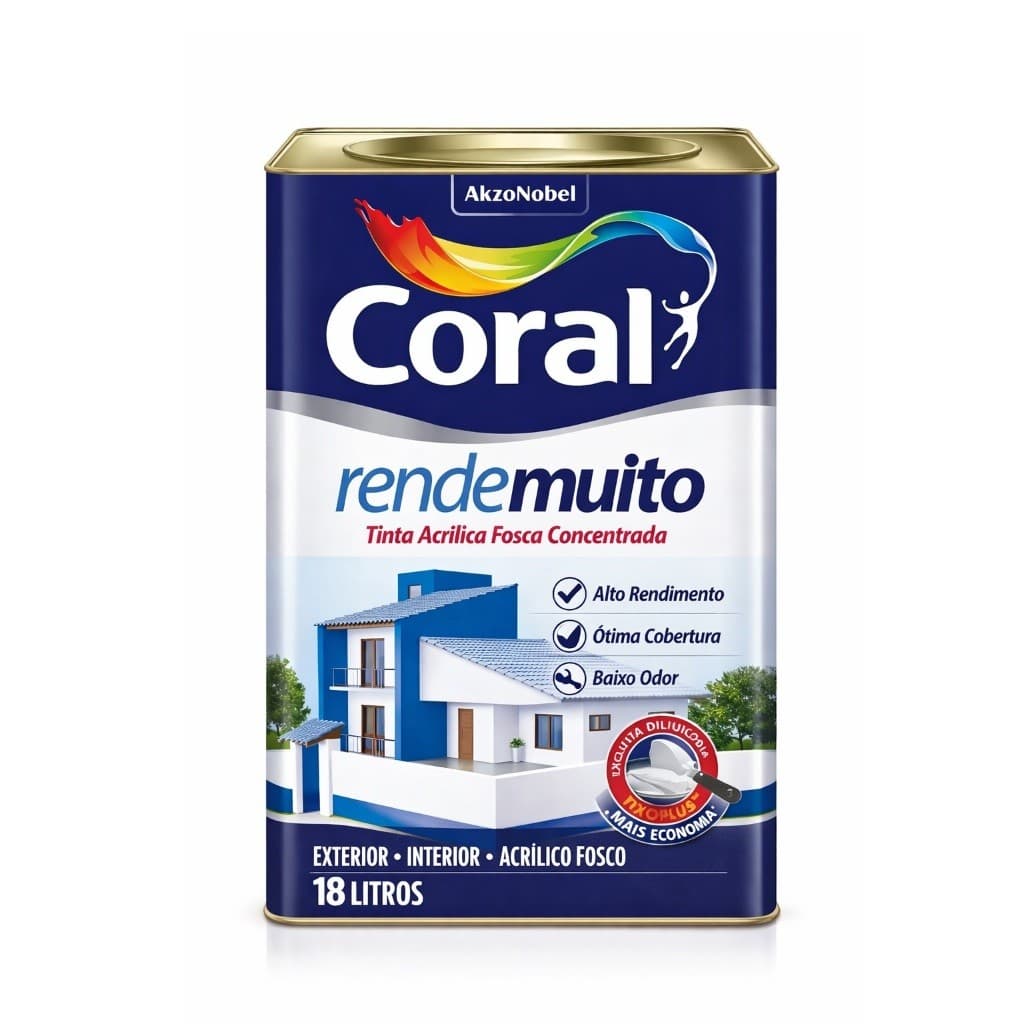 Tinta Coral Rende Muito Branca Acrílica Fosca 18 Litros – Excelente Cobertura Top Da Categoria Oferta!!