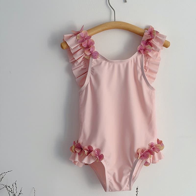 Menina bebê menina rosa renda maiô de uma peça menina férias moda maiô