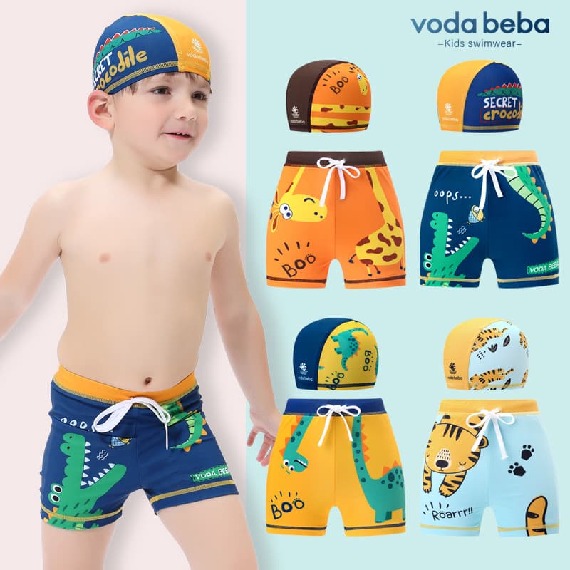Voda Beba calção de banho infantil VB meninos bebê crianças Boxer de secagem rápida dos desenhos animados moda calção de