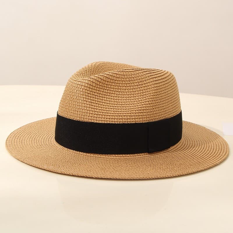 Verão simples chapéu de aba larga palha tecido de aba plana masculino feminino Casual chapéu de palha panamá chapéu de s