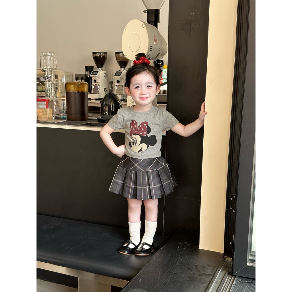 Meninas terno verão novo estilo feminino bebê versão coreana dos desenhos animados frente ombro de manga curta camiseta
