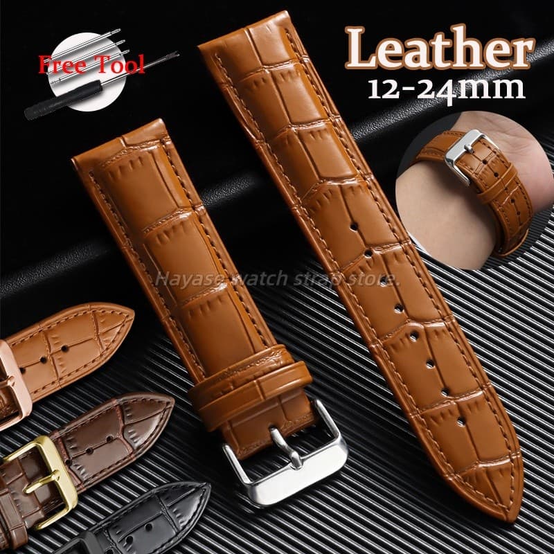 Pulseira De Couro Com Padrão De Bambu 12-24mm , Relógio De Tamanho Completo , Durável , Para Homens E Mulheres , Cinto D